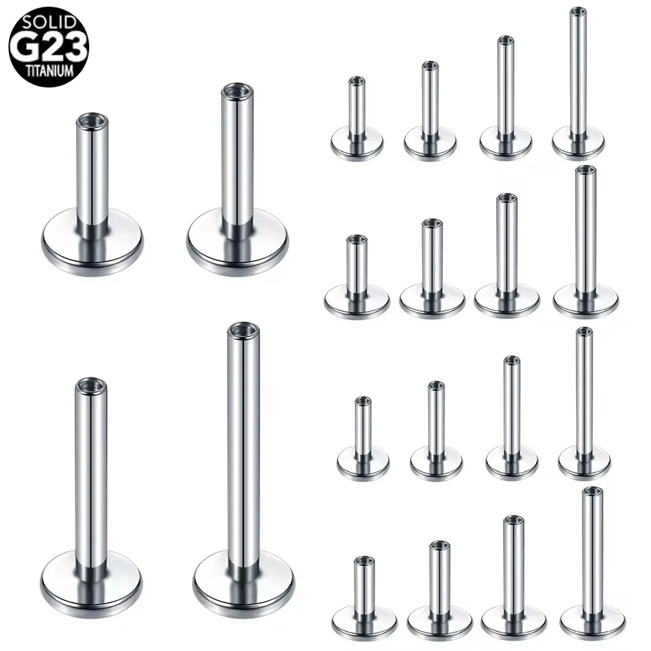 

10PCS G23 Titanium Internally Threaded Labret Bar Stud Post Earring Stud Replacement Accessories Ear Piercing Taper Derma Tool