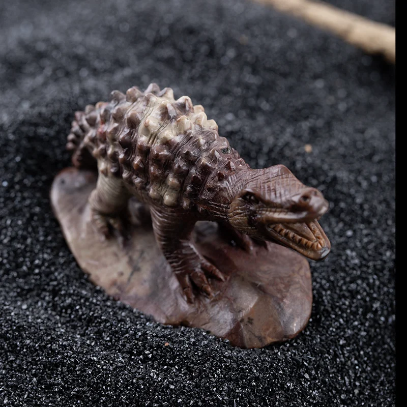 Unique Textured Natural Material Dinosaur Carving - Handcrafted T-Rex Statue Gif