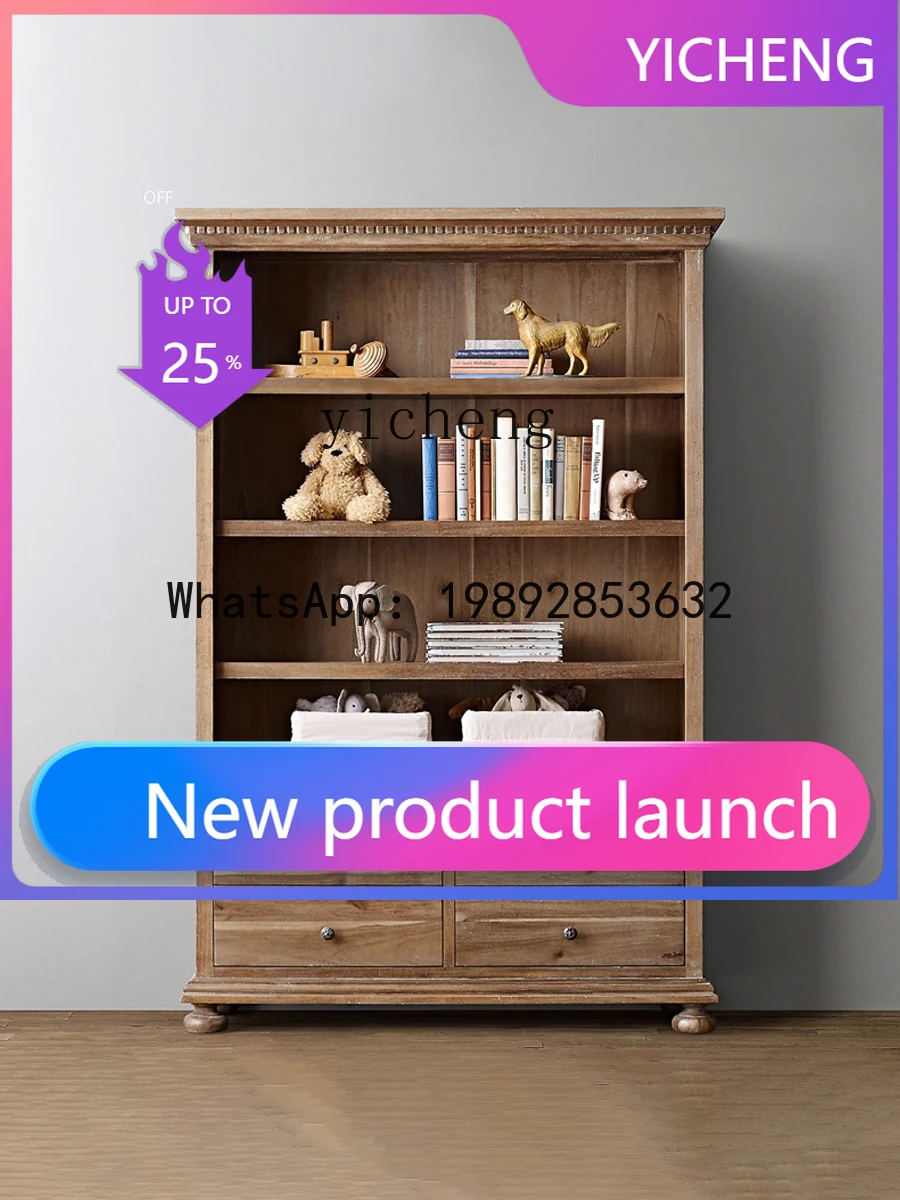

X1 Solid Wood Bookshelf Toy Storage Cabinet Living Room Figurine Display Cabinet Home Use