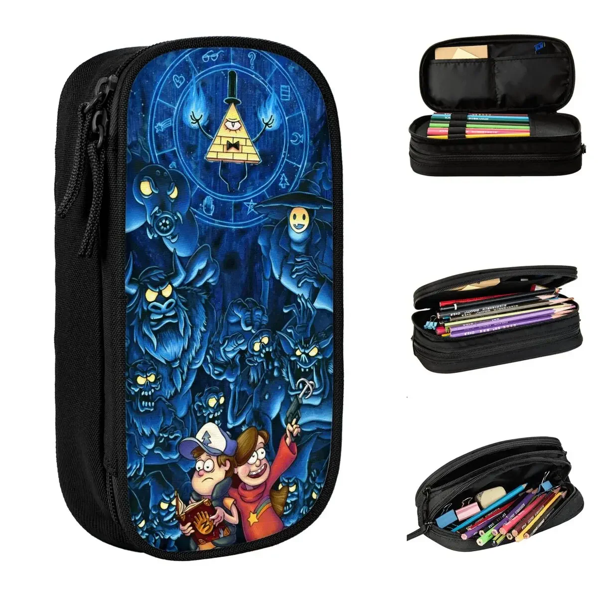 Gravity Falls Dipper And Mabel Pencil Cases Cartoon Anime Pencilcases Pen Box Kids Large Storage Bag School Supplies Stationery