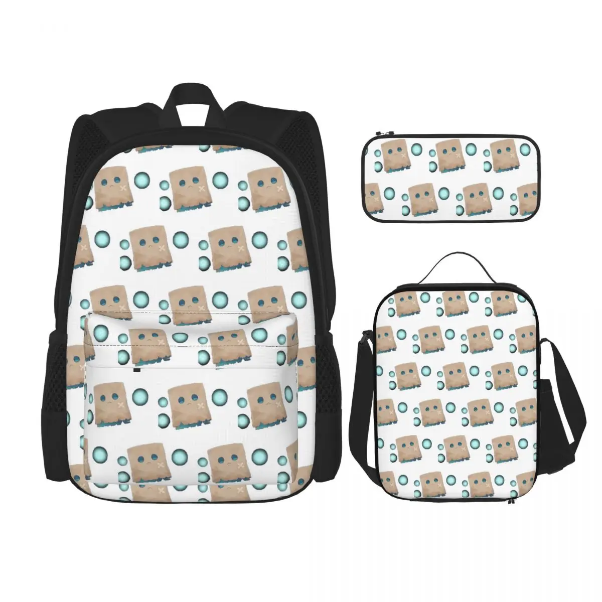 Nanashi Mumei - Nameless Friend Backpacks Kids Bookbag School Bags Rucksack Lunch Bag Pen Bag Three-Piece Set