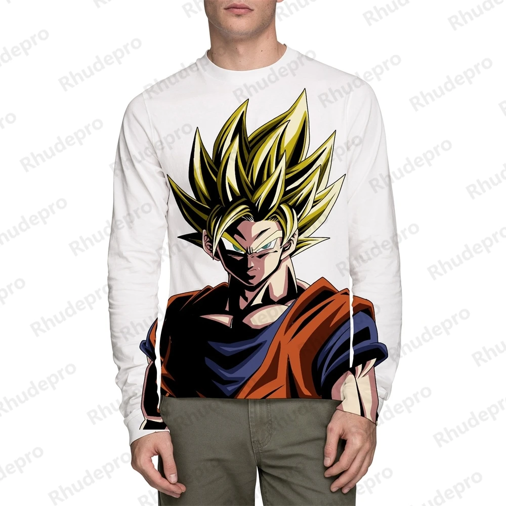 

Men Clothing Streetwear Dragon Ball Goku Anime Men's T-shirt Long Sleeve New Tops Trend Super Saiya Shirts Oversized Y2k 2024