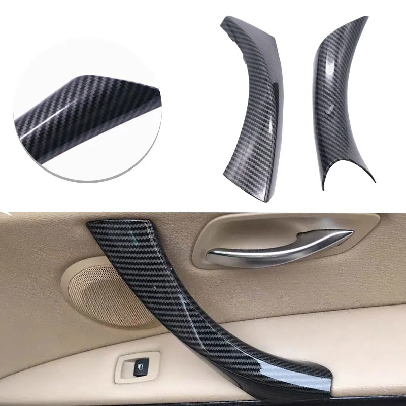 Carbon Fiber Car Door Handle For BMW 3 Series E90 E91 316 318 320 325 328i 2005-2012 Door Guards Panel Armrest Handle Pull Cover