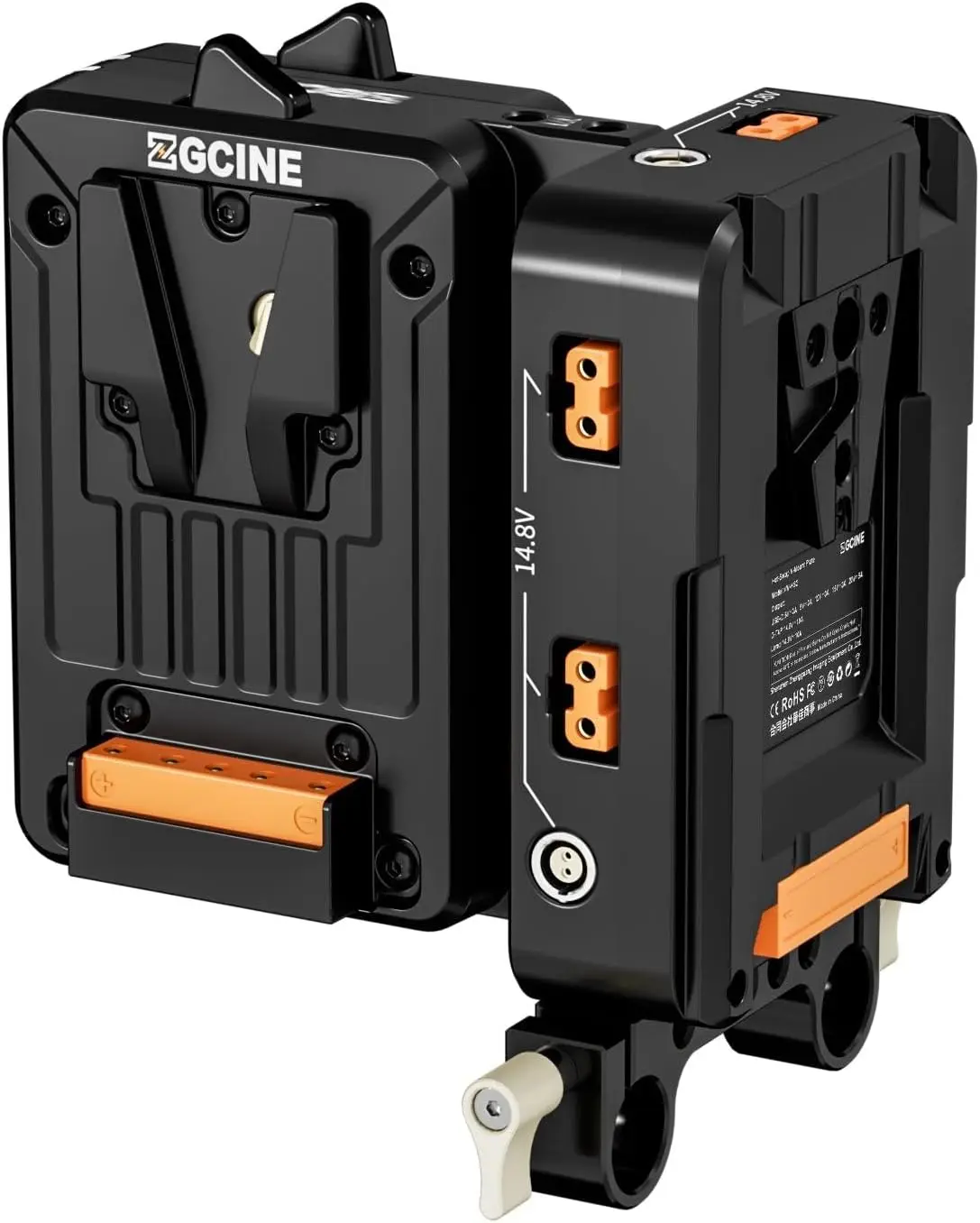 ZGCINE VM-HS2 Hot-Swap V Mount แผ่นแบตเตอรี่, แหล่งจ่ายไฟ Splitter สําหรับกล้อง/กล้องวิดีโอ/Monitor/Filmmaker