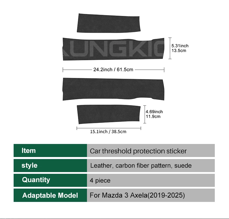 Für Mazda 3 Axela BP 2019 2020 2021 2022 2023 2024 2025 Auto Vorder- und Hinter-Schwellenschutz-Aufkleber Innenraum-Zubehör – Detail 8