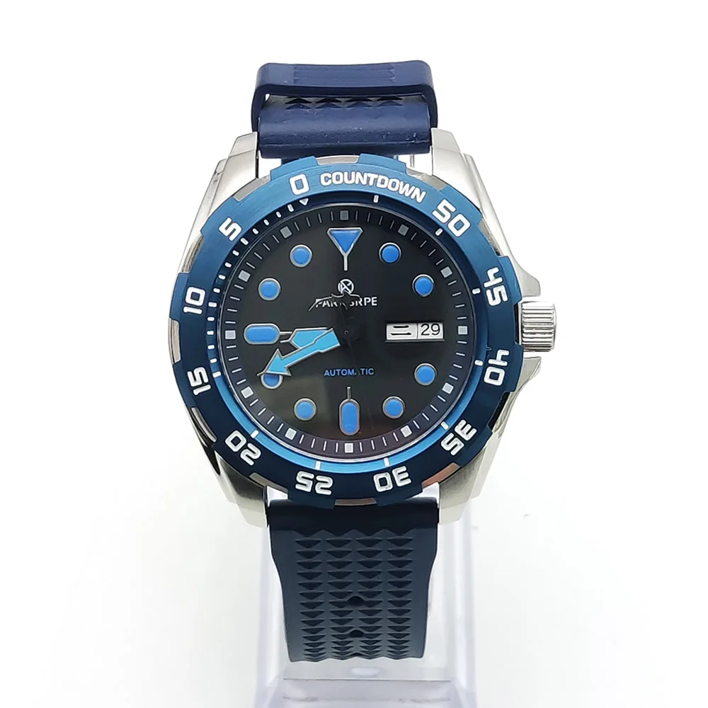 Men's Automatic NH36A Mechanical Watch, Sapphire Glass, Rubber Strap, Transparent Case Back, Casual Fashion Men's Watch