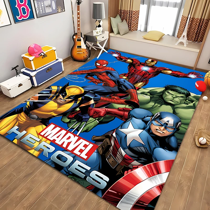 Marvel Avengers Superhero 3D HD Carpet,Rug for Living Room Tapete for Bedroom Sofa Kitchen Doormat Decor,Kids Non-slip Floor Mat