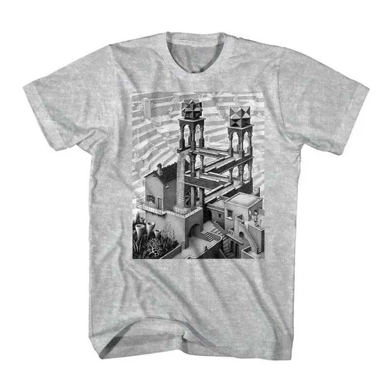 Waterfall Visual Paradox Penrose Triangle Art Artist MC Escher Adult T-Shirt Tee
