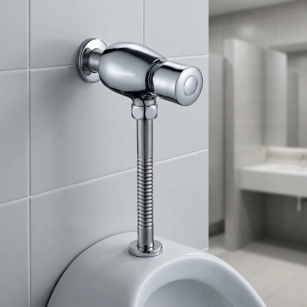 Brass Construction Urinal Flush Valve with Manual Activation Mechanism Suitable for Retrofit and New Installation Projects
