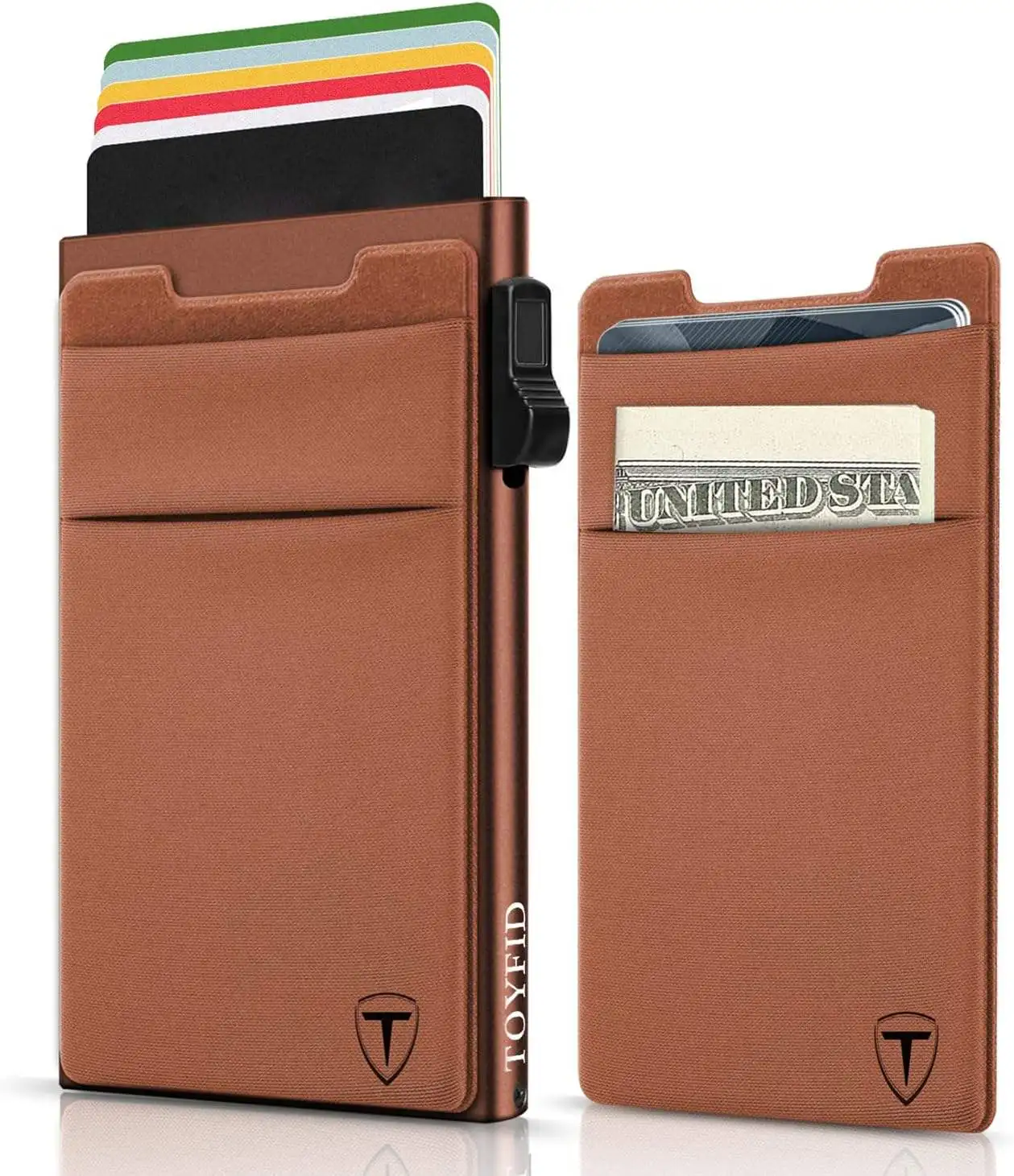

Pop up Credit Card Wallet Metal Minimalist Cards Holder with Multiple Pockets for Business Gift