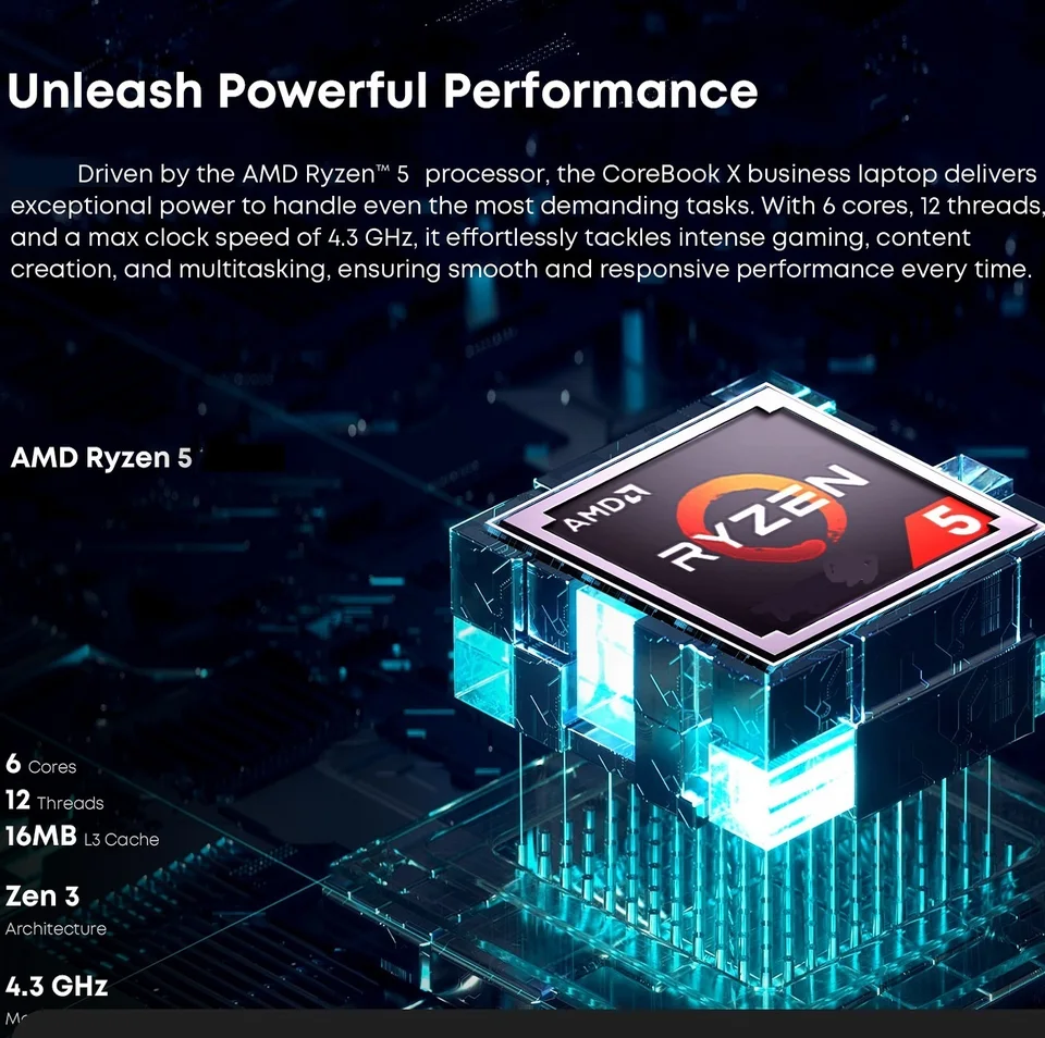 CHUWI CoreBook X Gaming Laptop AMD R5 6 Cores 14.1 inch FHD IPS