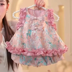 1-8Years Toddler Baby Summer Clothing Sets Infant Floral Tank Tops and Shorts Kids 2 Pieces Outfits 2 3 4 5 6 7