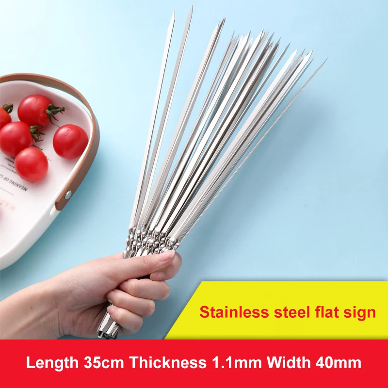 Stainless Steel Convenient High-quality Kitchen Tools Durable Kebab Skewers Flat Forks Reusable Skewers Kebab Skewers For Grill