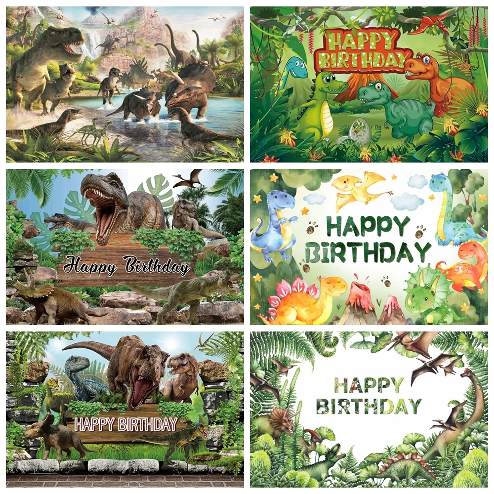 

Dinosaur Theme Photography Backdrop Cartoon Animals Boy Birthday Party Decoration Customized Photographic Background Photo Props