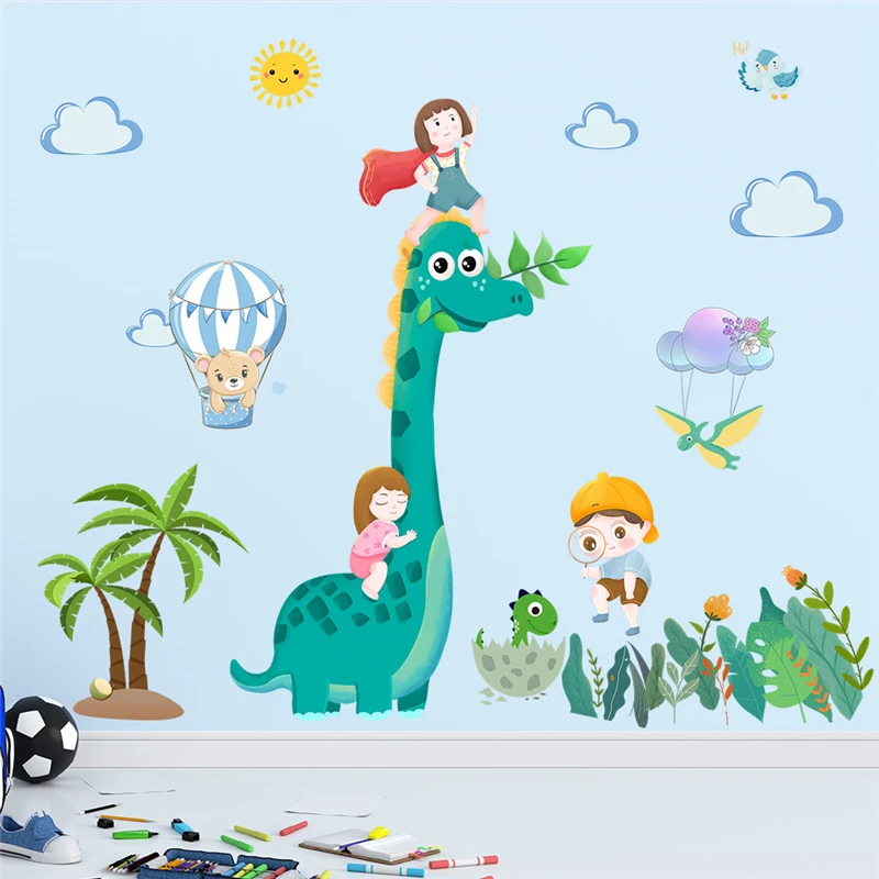 Exploring The Dinosaur World Wall Stickers For Kids Bedroom Decoration Diy Animal Diplodocus Mural Art Home Decals Pvc Posters