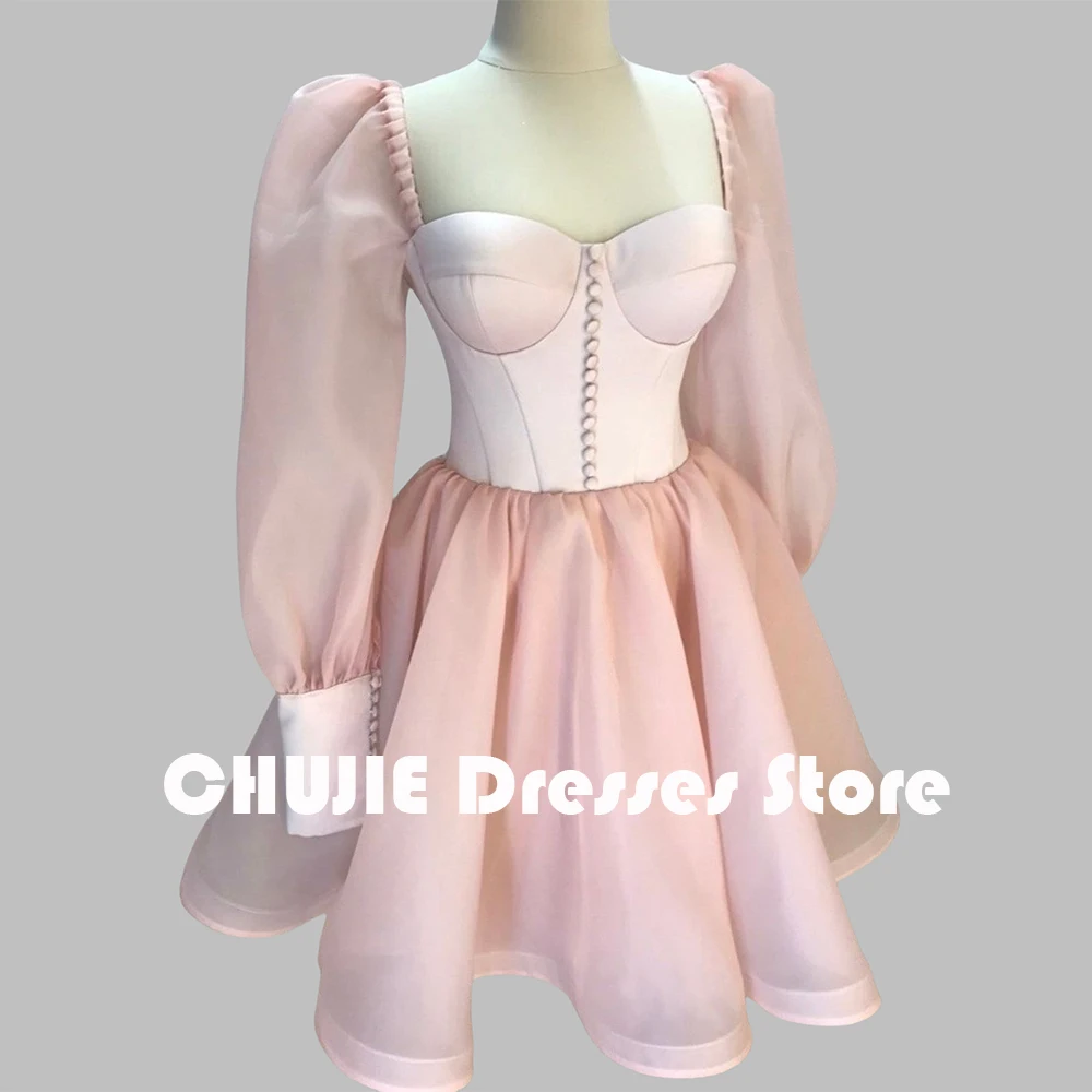 

Pink Organza Graduation Dress For Teens Mini Woman Cocktail Dresses Homecoming Dresses Customized A Line Short Prom Party Gown