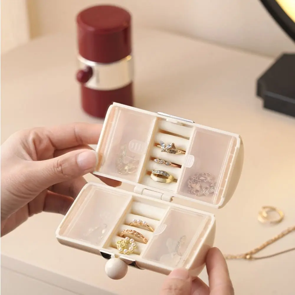 Portable Jewelry Storage Box Round Shape Compact Earrings Rings Organizer Case Multiple Compartments Jewelry Mini Shell Women