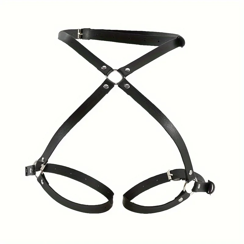 Sexy Leg Harness Black PU Leather Hip Cover Adjustable Garter Belt Ladies Body Strap