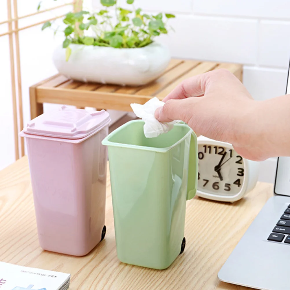 2 Pcs Desktop Trash Can Garbage Pail Supply Litter Boxes Toy Decorative Bucket Accessory Office Bin