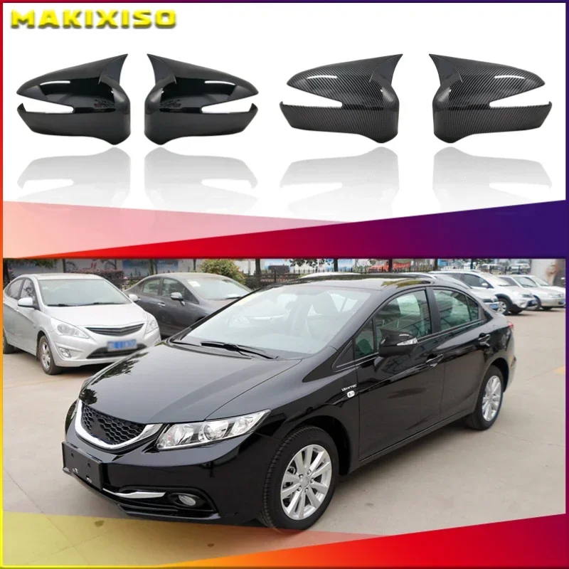 

For Honda Civic 8th gen 2006-2012 FD6 2 Pieces High Quality Abs Plastic Bat Style Mirror Covers Caps RearView Piano Black
