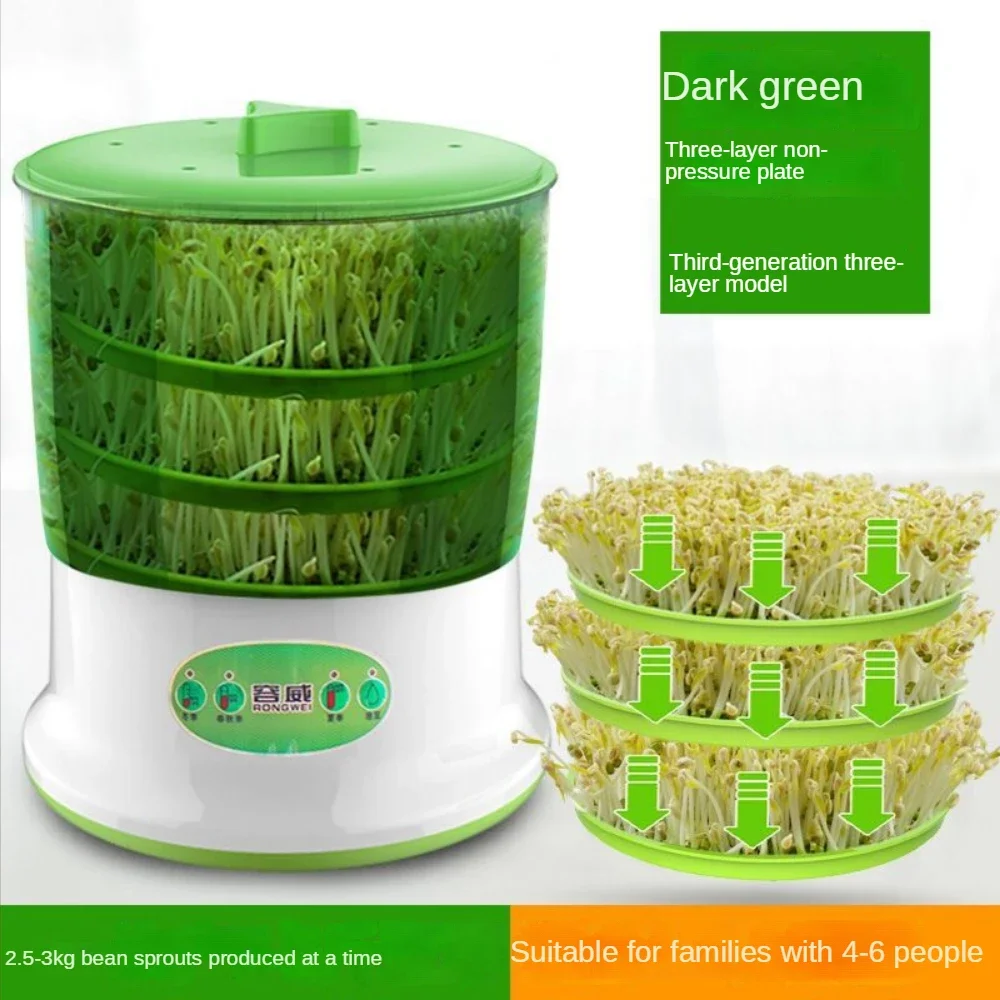 Bean Sprouting Machine Seed Sprouter Kits, Intelligent Automatic Bean Sprouts Maker,Automatic 10L Large Capacity 2-3 Layers