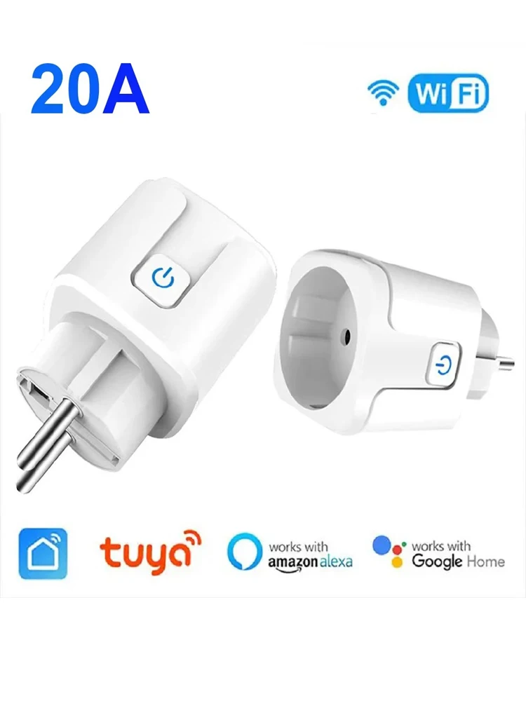 Tuya Smart Socket EU 20A Wifi Smart Plug bez monitorowania zasilania Smart Life APP Zdalne sterowanie Obsługa Google Assistant Alexa — zdjęcie 2