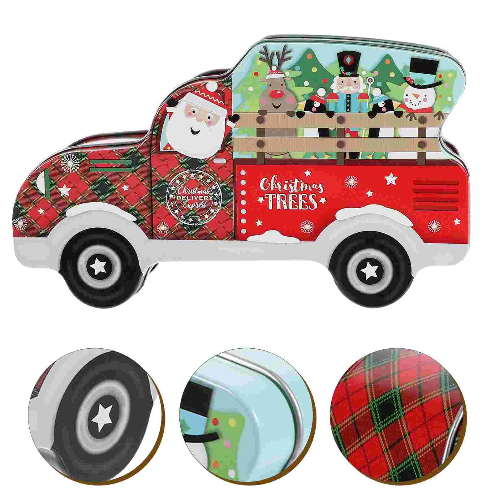 Cake Car Candy Boxes Cookie Jar Xmas Biscuit Tin Iron Christmas Storage Sugar Case