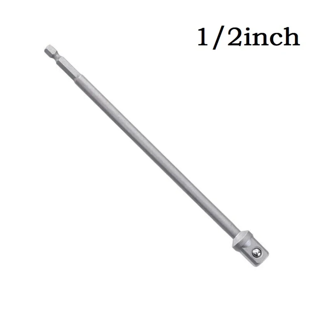 200mm Socket Adapter Hex Shank To 1 4 3 8 1 2 Extension Drill Bits Bar For Manual Pneumatic Screwdriver Silver Hand Tools