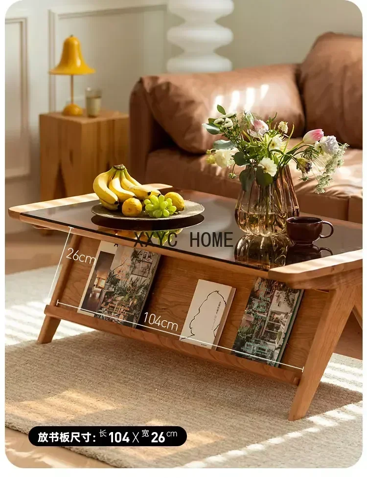 

Tea Table Solid Wood Living Room Home Small Table Modern Simple Small Apartment Nordic and Japanese Style Cherrywood