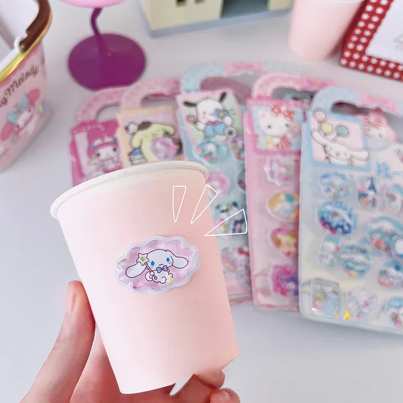 Sanrio Shake Water Sticker Cartoon Kuromi My Melody Three-dimensional Water Cup Refrigerator Decoration Sticker Wholesale