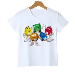 Mode enfant t-shirt 3D garçon/fille chocolat haricots MM imprimer drôle streetwear t-shirt Anime manches courtes bébé chemises Z47-4