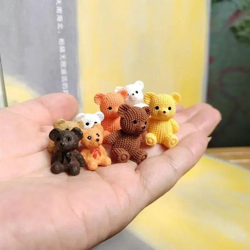 10Pcs/teddy bear/miniatures/lovely animals/fairy garden gnome/moss terrarium decor/crafts/bonsai/home decor/figurine/cake topper