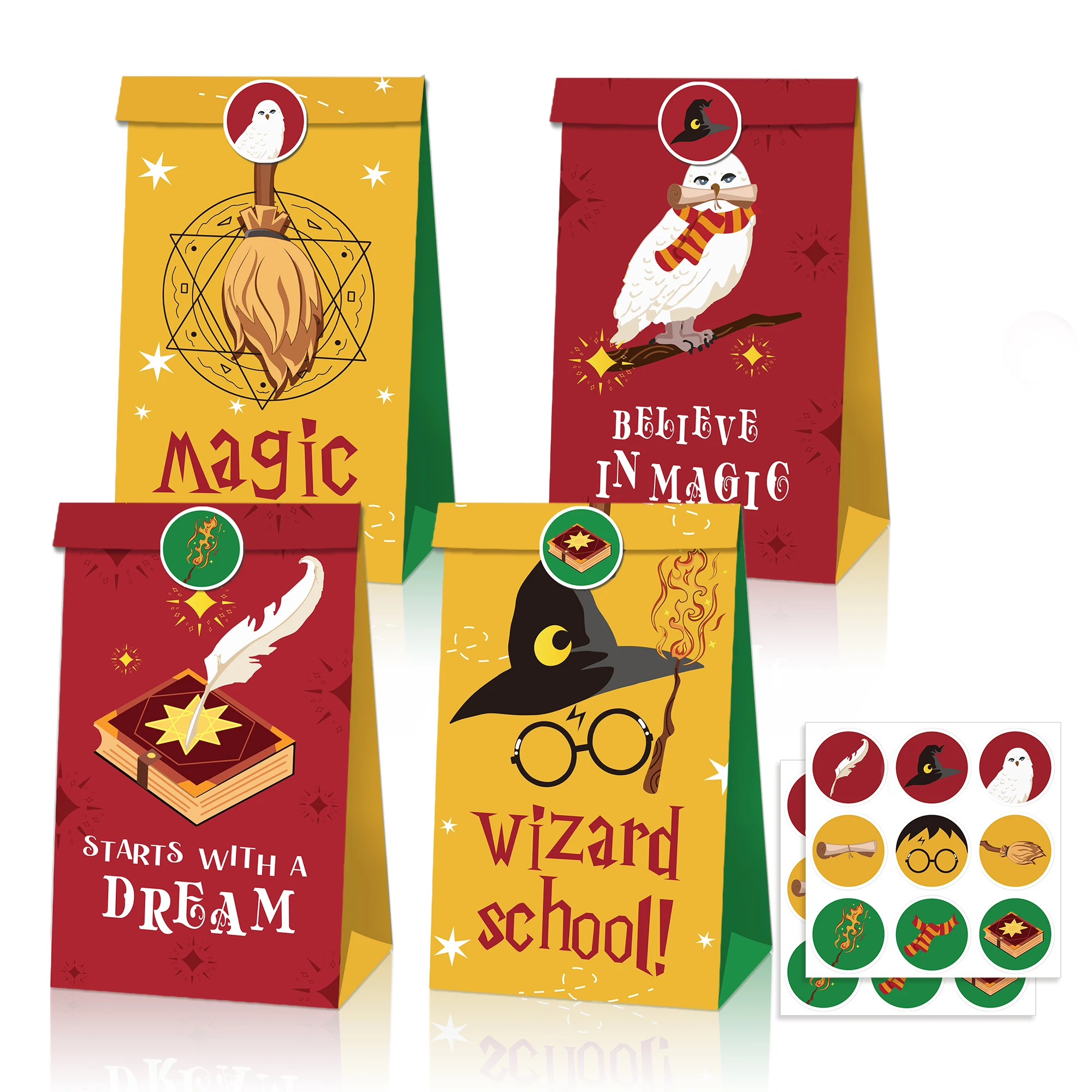 

12/24pc Magic Harri Potter Party Paper Bag Candy Gift Packaging Bag Kids Birthday Party Decoration Baby Shower Girl Party Suppli