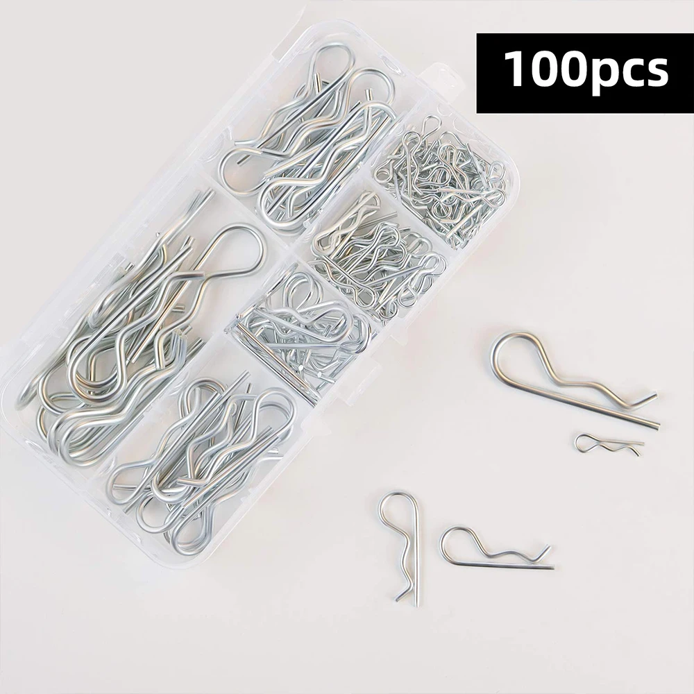 100Pcs Cotter Pins Assortment Kit Stainless Steel R Clips Split Pins Retaini M1 M1.2 M1.5 M1.8 M2 M2.5 Sorted In Box