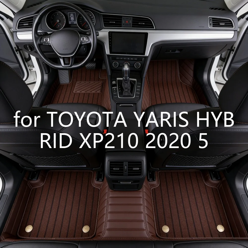 Tappetini per auto in pelle con cuciture a rombi di alta qualità per TOYOTA YARIS HYBRID XP210 2020, 5 posti, tappetini per tutti i climi 8m185