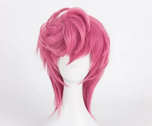 JoJo's Bizarre Adventure Golden Wind Trish Una Cosplay Wig Pink Short Heat Resistant Synthetic Hair Wig + Wig Cap