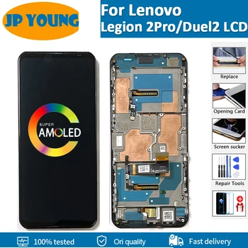 6.92 인치 오리지널 아몰레드, 레노버 레기온 2 프로 L70081 lcd 2Pro/듀얼 2 LCD 디스플레이, 터치 스크린 디지타이저 어셈블리, 프레임 포함 