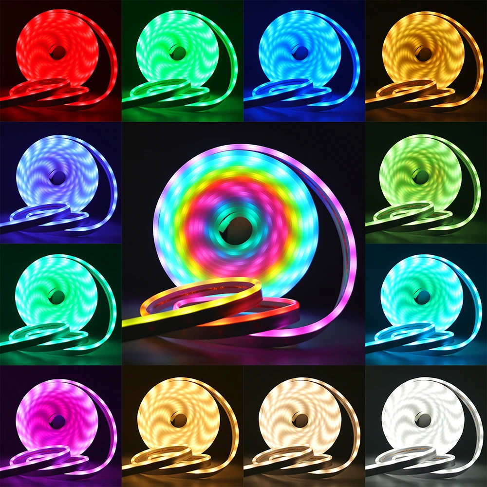 5V USB RGB CCT Neon LED Strip Lights Bluetooth App 28Keys Remote IP67 Waterproof Flexible Ribbon Lamp 3535 108LEDs/M Home Decor