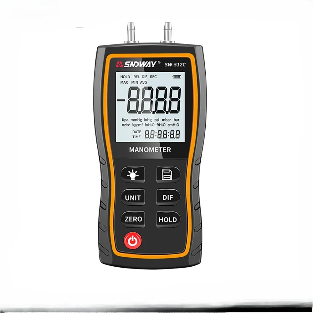 SNDWAY SW-512 Digital Air Pressure Gauge Professional Manometer ±103.42 KPa Differential Pressure Detector Meter Kit Tool