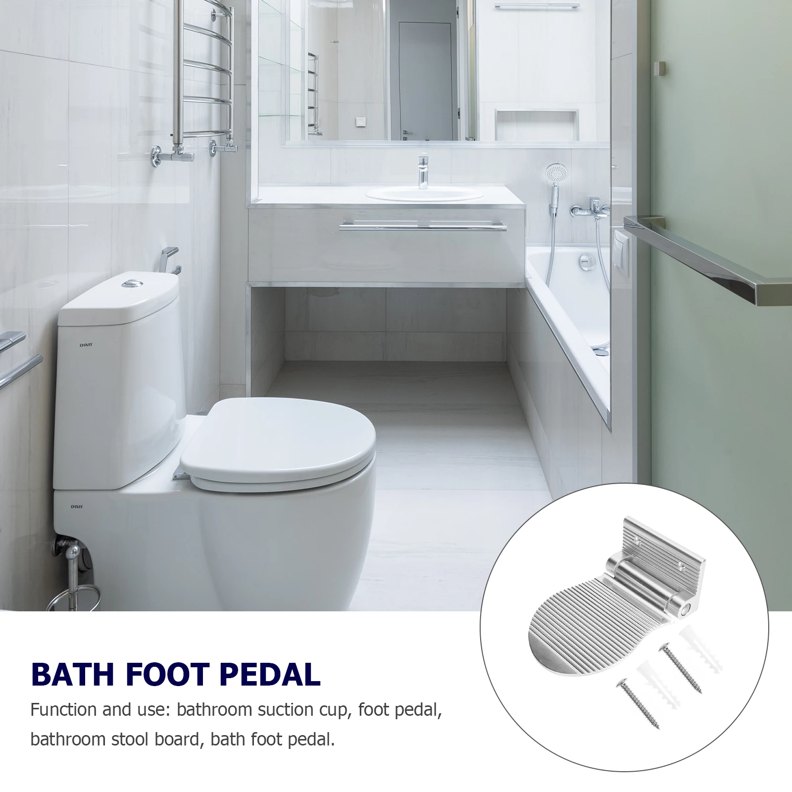 

1 set 1 Set Shower Foot Pedal Stainless Steel Non-Slip Bathroom Accessory For Home Hotel Bathing Shaving Easy Install