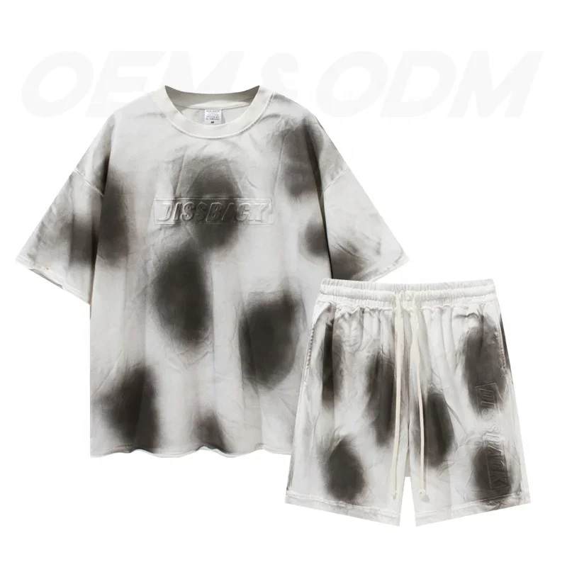 

Custom 2022 Summer Street Fashion Casual Short Set Vintage 3D Embossing Plus Size Men's Sets