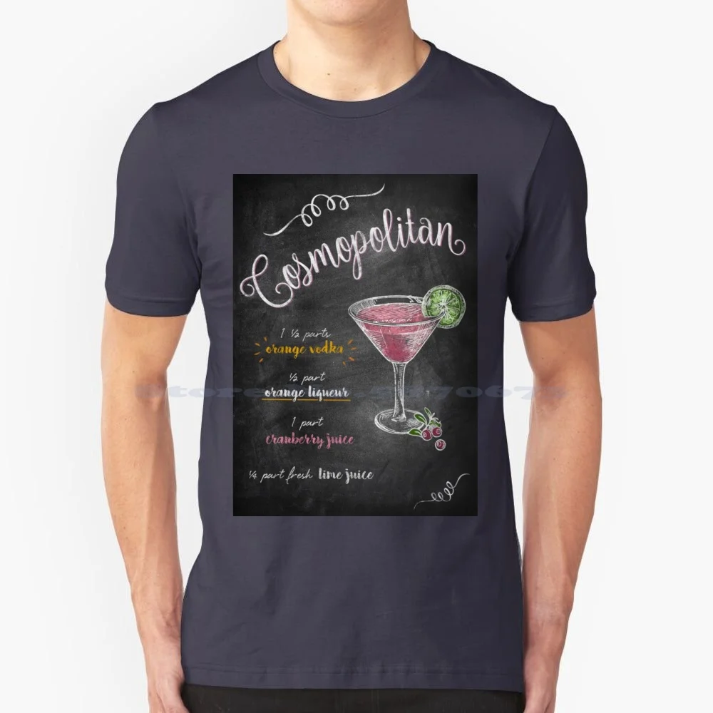 Cosmopolitan Blackboard T Shirt 100% Cotton Tee Cosmopolitan Blackboard Drink Drinking Cocktail Bartender