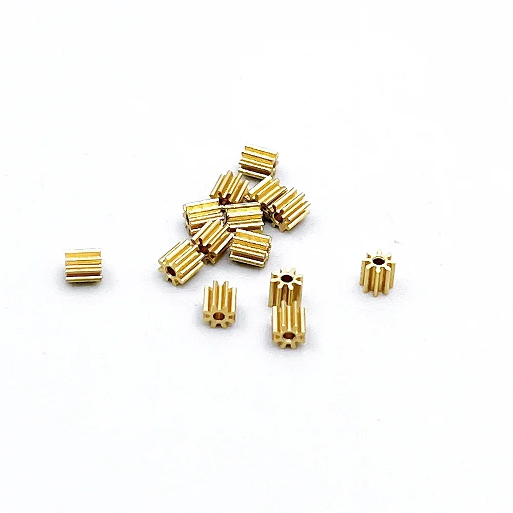 5pcs/lot 0.3 Modulus  8T 9T 10T 11T 12T 13T 14T 15T 16T 18T Teeth Brass Copper Gear Spindle Gearwheel Fit 1mm 1.5mm 2mm Shaft