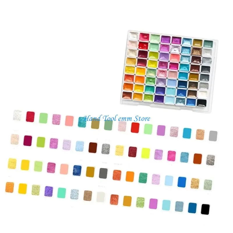 H37F Rich Color Handmade Painting Set Professional Watercolor Paints Color Designs for Sketching and