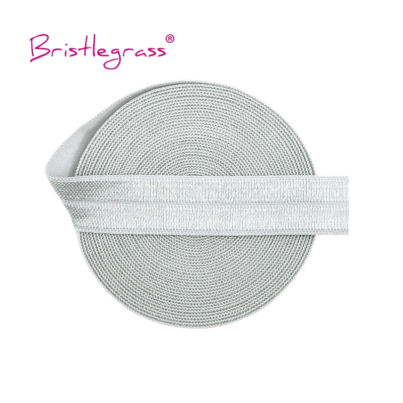 BRISTLEGRASS 2 5 10 Yard 5/8" 15mm Solid Color Shiny FOE Fold Over Elastic Spandex Band Hair Tie Headband Dress Sewing Lace Trim image 3