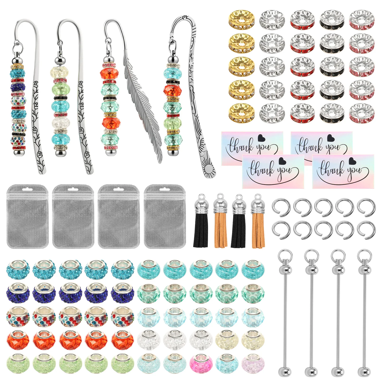1 Set Beadable Bookmark Pendant Bars DIY Bookmark Making Kit Alloy Handmade Bookmarks Craft Kits for Reading Club and Book Lover