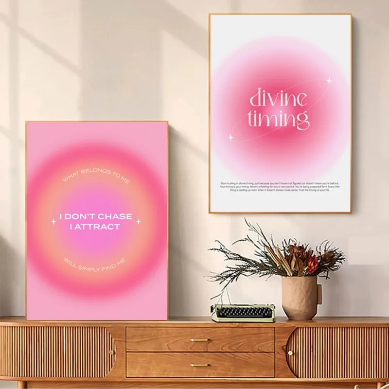 Fashion Manifest Gradient Aura Angel Number Spiritual Quotes Mindset Aesthetic Poster Canvas Painting Wall Pictures Home Decor