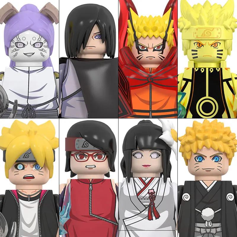 Bloques de construcción de dibujos animados de Anime, minifiguras de acción de bloques de construcción de Melee, BLEACH, Sasuke, Kakashi, Luffy,