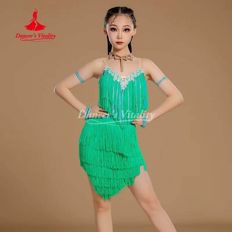 女の子用ラテンダンスドレスタンゴチャチャサンバパフォーマンス衣装大人と子供用カスタマイズされたラテン競技ドレス