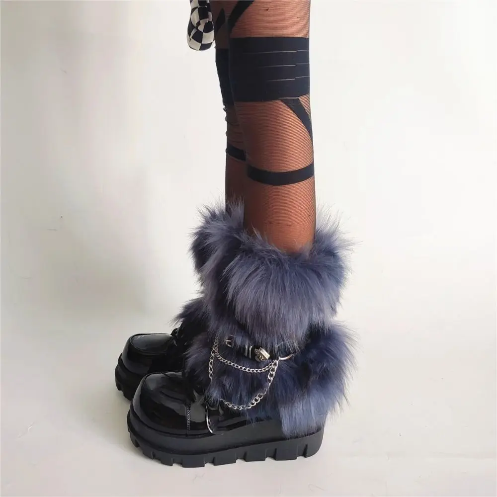 Jambières d'hiver douces Y2K, Harajuku Kawaii, jambières en fourrure, couvre-pieds Lolita JK, bas longs, Streetwear